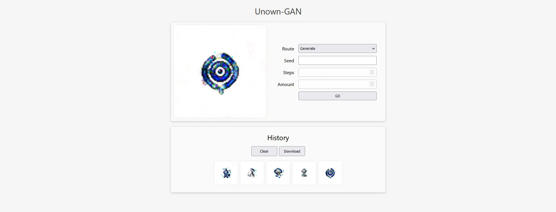 screenshot of randomly generated unown pokemon sprites